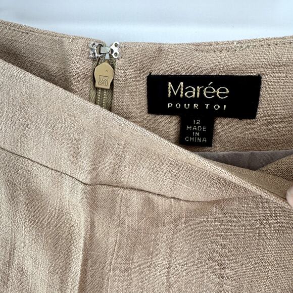 Maree Pour Toi linen blend wide leg pant in tan Size 12 - Picture 3 of 10